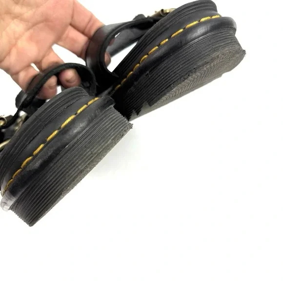 Dr. Martens Myles II Sandals 11 Womens Black Leather Platform Brass Mens 10 - Picture 11 of 12